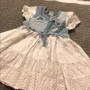 Beetlejuice girls 3T Jean and white eyelet dress